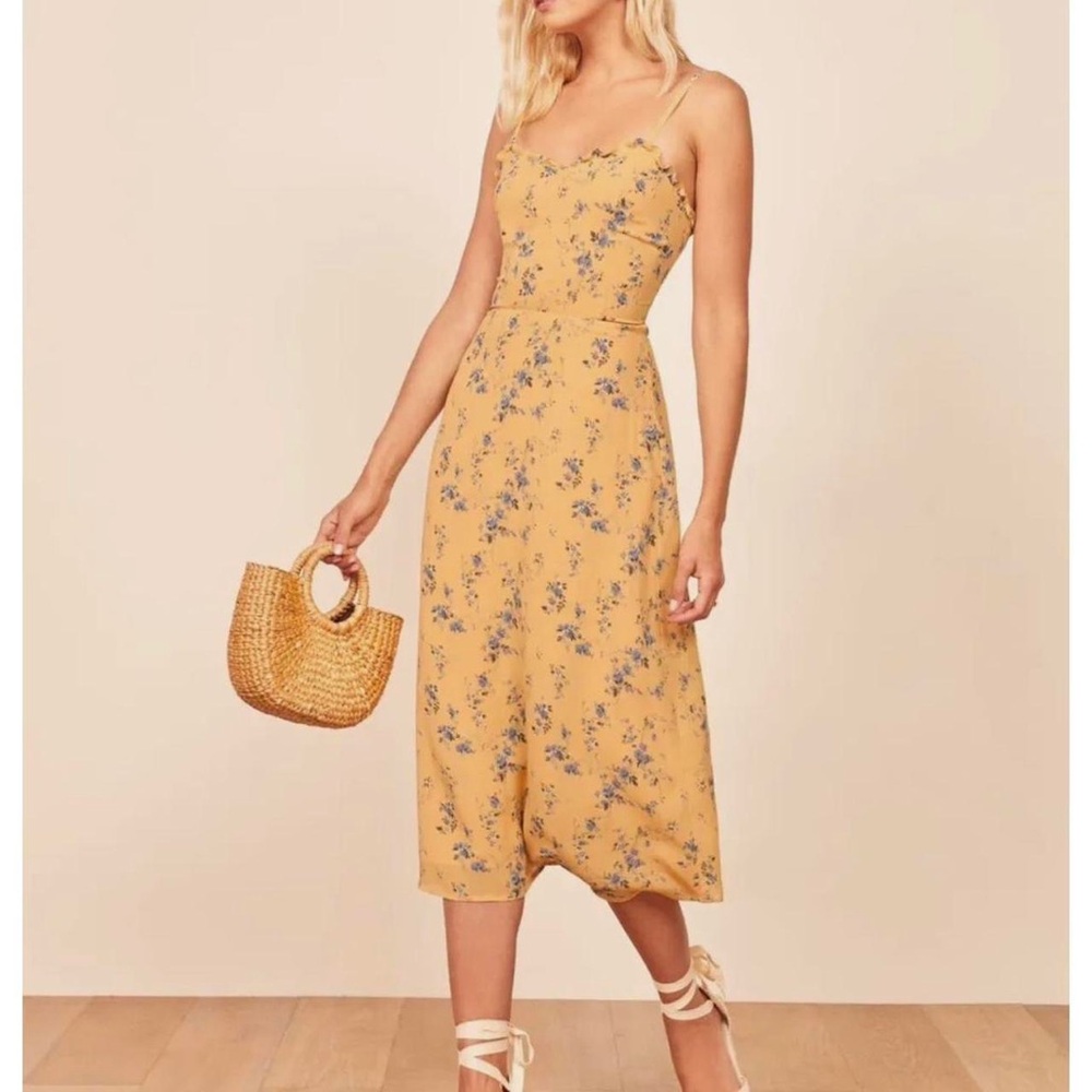 Reformation Cassandra Dress - Simone Print Yellow Floral